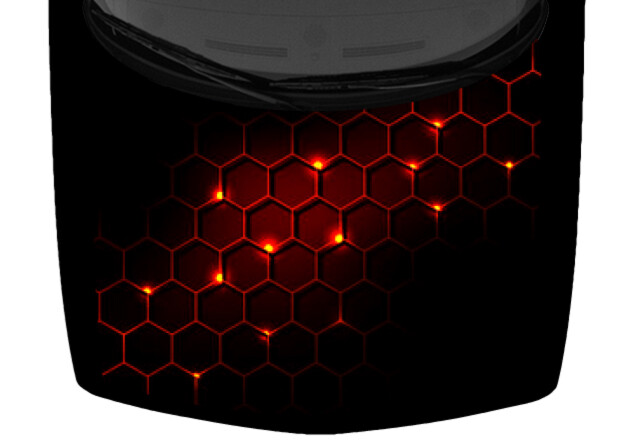 Hexagons Orange Red Black Truck Vinyl Decal Car Graphic Hood Wrap Honeycomb USA