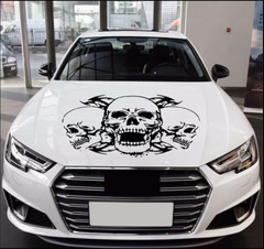 Car Hood Body Side Stickers Custom Triple Skull Graphics Vinyl Decal Waterproof