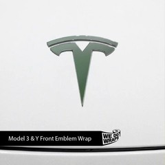 3M Matte Military Green Tesla Emblem Decals (Front + Back) | Model Y