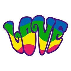 3” Tall Love Sticker Hippie Psychedelic 60s 70s Boho Rainbow Colorful Groovy