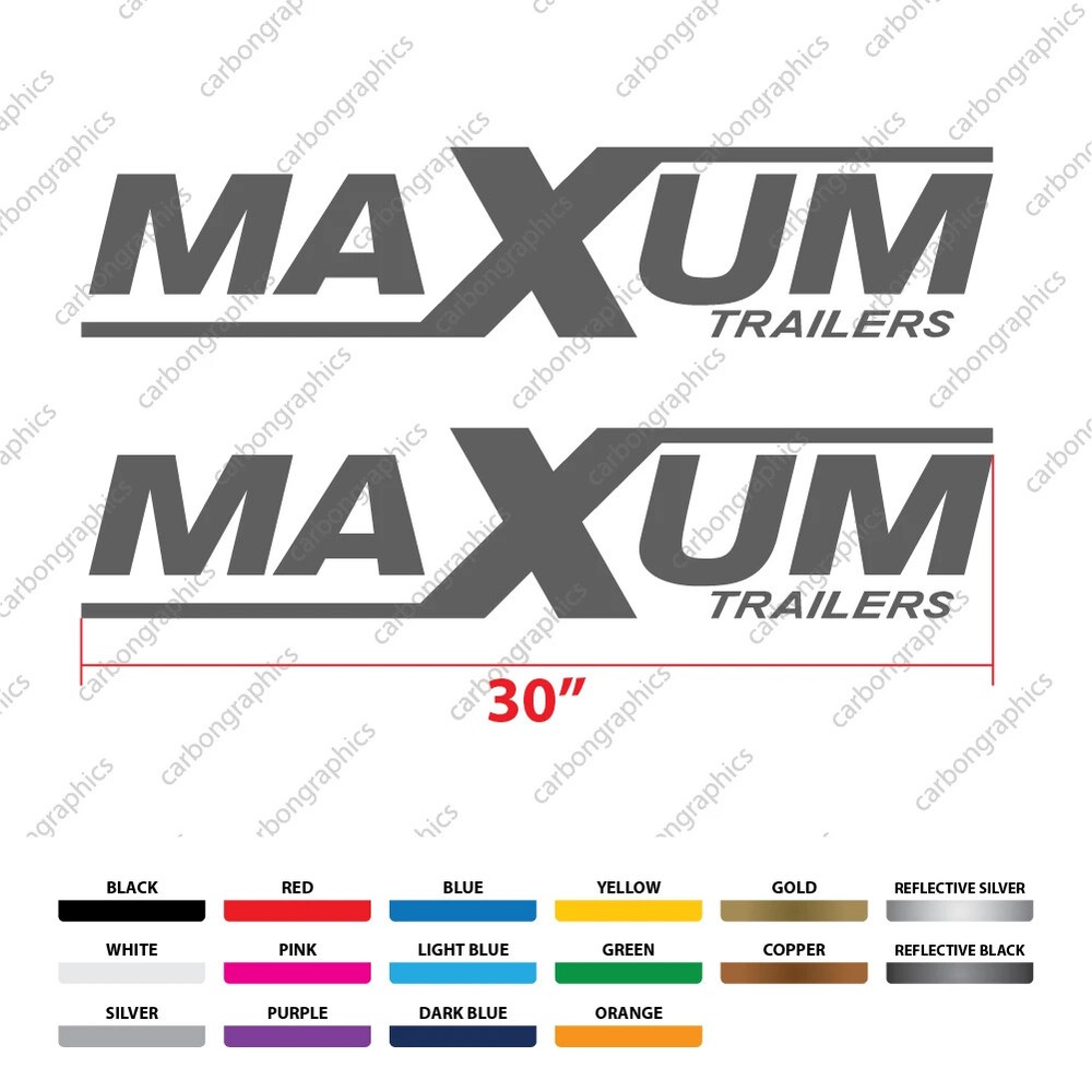 30” Maxum Trailers Logo Decal Sticker – Pair (x2)