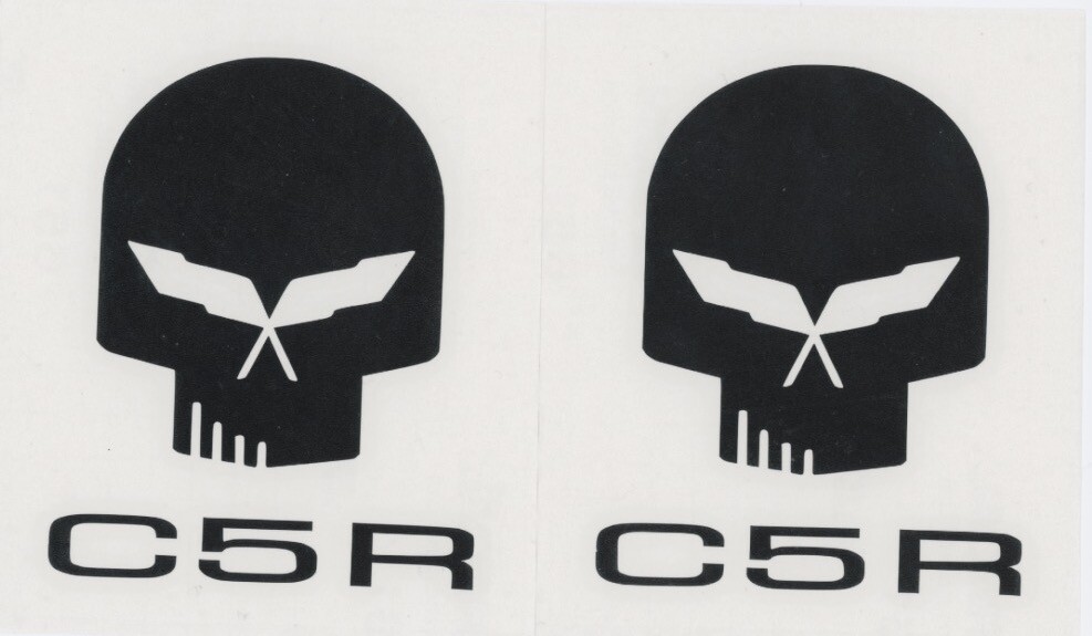 2 New C5R CORVETTE Jake Skull 5″ Black Decals Stickers Window Car Show Decal