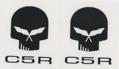 2 New C5R CORVETTE Jake Skull 5″ Black Decals Stickers Window Car Show Decal