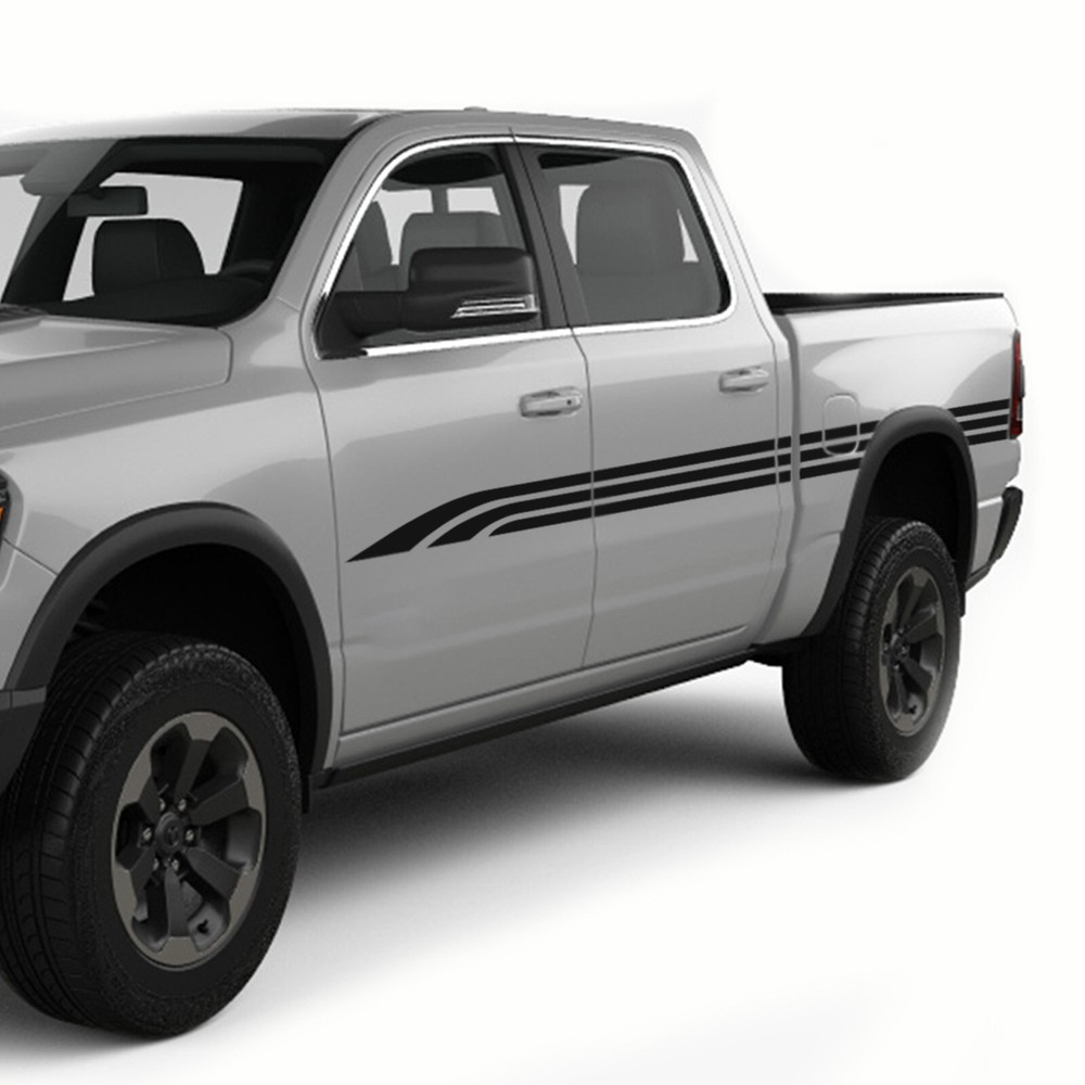 Triple center side stripes graphics stickers decal compatible with Dodge Ram