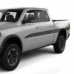 Triple center side stripes graphics stickers decal compatible with Dodge Ram
