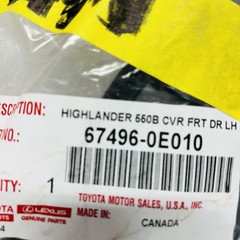 Genuine OEM Toyota 67496-0E010 Driver LH Corner Trim Outer NEW