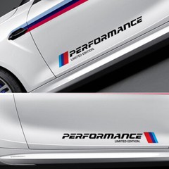 2 PCS Car Door Sticker For BMW M Performance Auto Bumper Decal Limited Vinyl