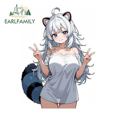 EARLFAMILY 5.1″ Furry Girl Car Stickers Funny Creative Fashionable Decoration