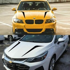 2pcs Racing Hood Stripes Decal Vinyl Stickers for Car SUV Truck Black White