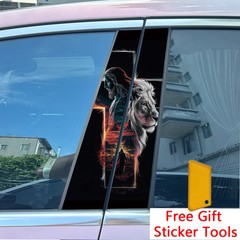 2pcs Jesus Lion Prayer Car Center Pillar Sticker B-Pillar Protective Film