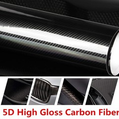 5D High Gloss Black Carbon Fiber Vinyl 12″ x 60″ / 1 FT x 5 FT Bubble Free Ai…