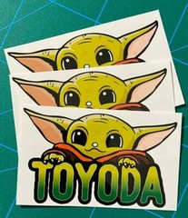 BABY TOYODA Sticker Decal Die-Cut FITS on TOYOTA FJ CRUISER TACOMA 4RUNNER YODA