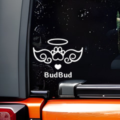 Personalized Pet Memorial Vinyl Decal Sticker – Custom Cat/Dog Angel Design