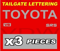SILVER TOYOTA SR5 V6 DECAL TRUCK TAILGATE LETTERS 89-99 Tacoma pickup