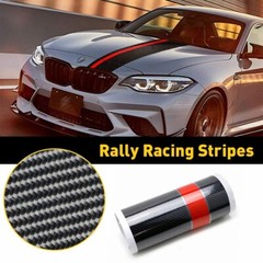 Universal 5D Carbon Fiber Decal Wrap Sticker Car Rally Racing Stripes Front Hood