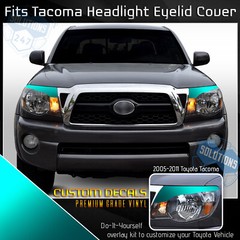 For 2005-2011 Toyota Tacoma Headlight Cover Eyelid Decals – Satin Matte Chrome