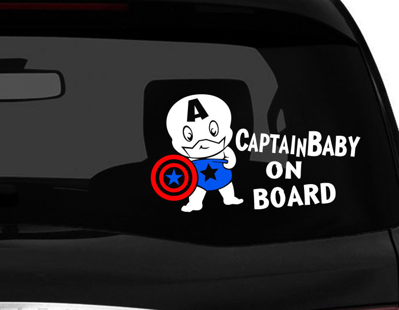 Baby on Board Captain America car decal sticker Superhero Baby Multi 7.75″W