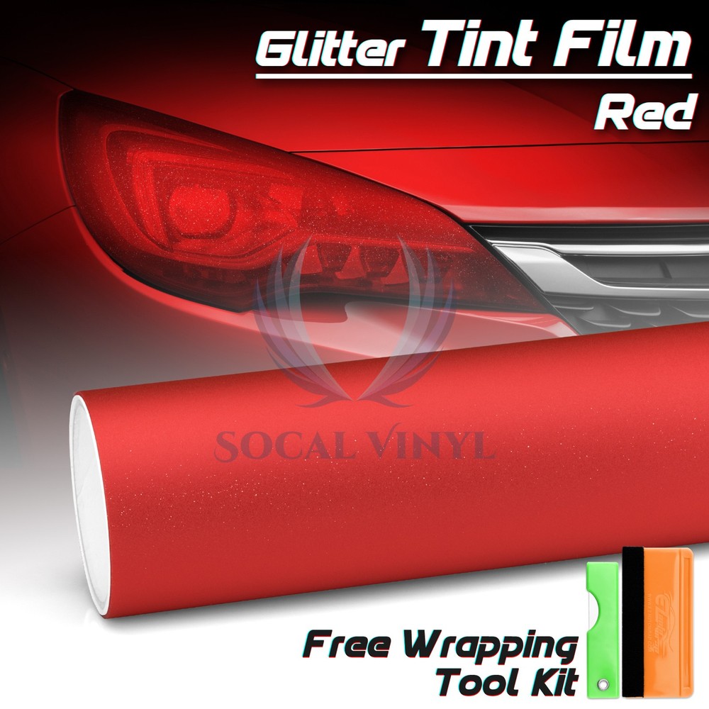 Matte Glitter Red Tint Headlights Taillight Lights Lamp Fog Auto Film Protective