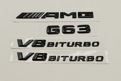 4Pcs Gloss Black 3D Emblems for AMG G63 V8 Biturbo Side Rear Badges