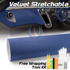 Velvet Stretchable Royal Blue Suede Textured Car Vinyl Wrap Sticker Decal Sheet
