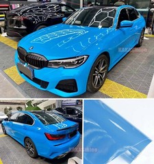 High Glossy Crystal Solid Blue Whole Car SUV Vinyl Wrap Hood Sticker Flexible US