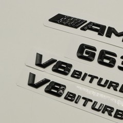 4Pcs Gloss Black 3D Emblems for AMG G63 V8 Biturbo Side Rear Badges
