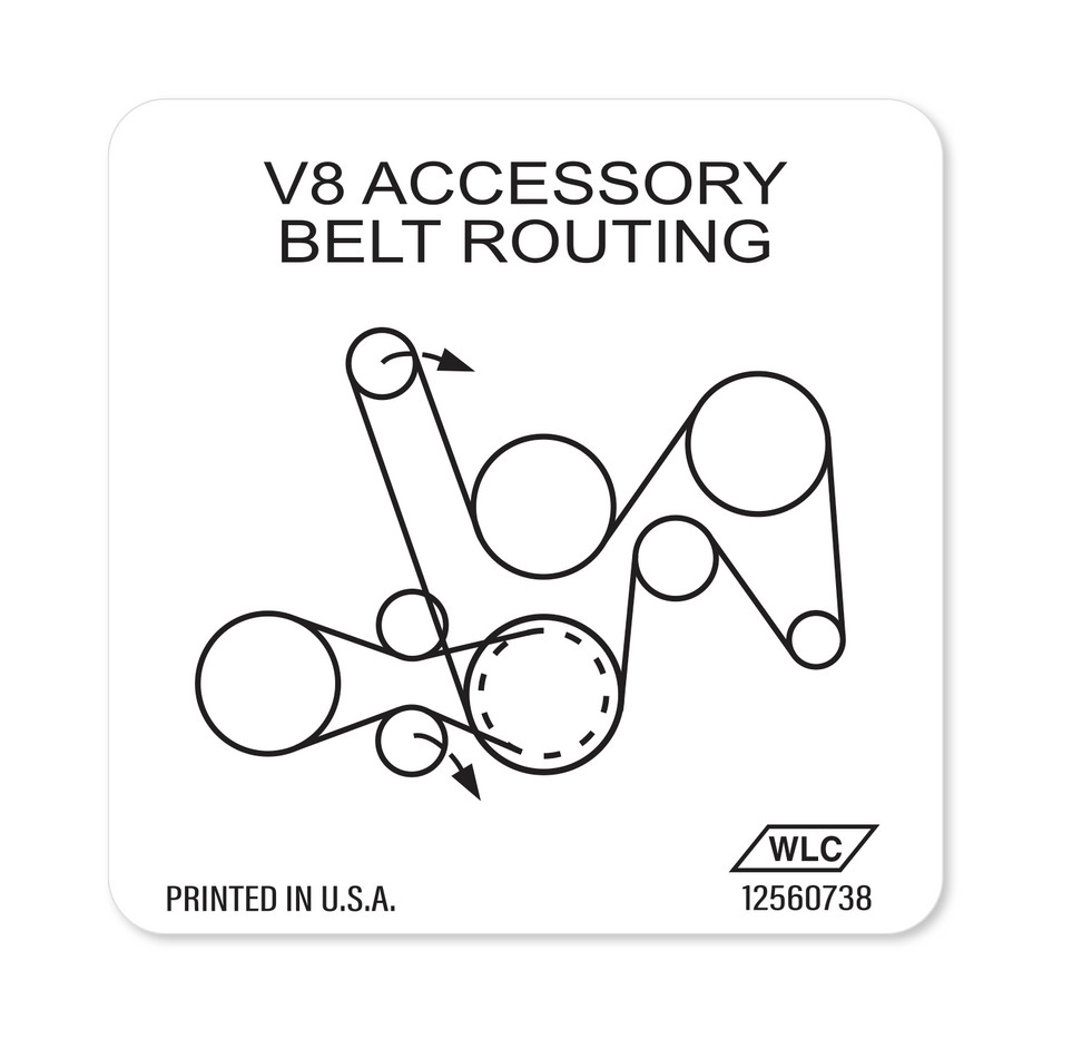 1999-2002 Camaro/Firebird LS1 Accessory Belt Routing Decal Reproduction 12560738