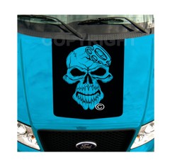 Skull Brass Knuckles Truck Hood Wrap Decal BLACK OR WHITE Sticker Die Cut