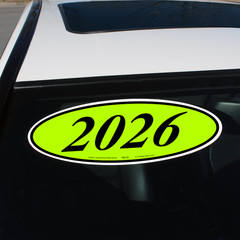 Car Windshield Year Stickers 2012-2026 Oval Dealership Decals Printed in USA