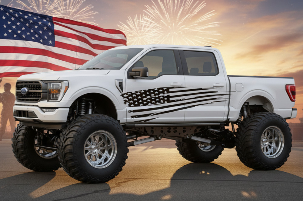 2X Large American Flag Side Decals Vinyl Graphics Stickers for truck car suv van