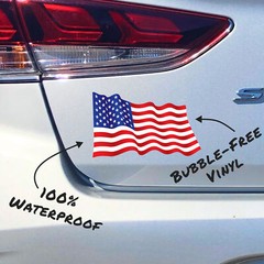 Wavy American Flag Decal 5.75×3.5 inches – Vinyl Flag Car Sticker – The Patriot