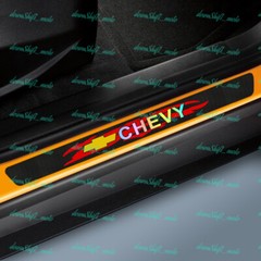 4PCS Carbon Car Door Scuff Sill Cover Panel Step Protector For Chevy Chevrolet