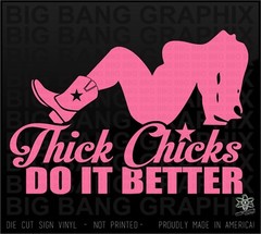 THICK CHICK decal Sticker COWGIRL Window I love Sexy Fat Girls Cowboy Boots Phat