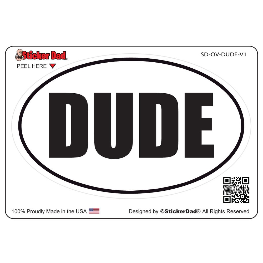 Oval DUDE V1 (3 Pack – 5″ color: FULL) Full Color Printed Vinyl Window Sticker