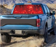 Sticker Skull Cool Decals Decoration For Car Pickup Rear Window Red Flood Flame