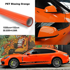Crystal Flame Orange PET Vinyl Wrap Film Roll 5FTx50FT Air Release Bubble Free