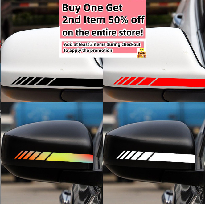4 Pcs Car Side Rear View Mirror Decal Stickers Reflective Auto Racing Stripes