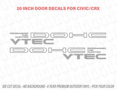 JDM DOHC VTEC Programmed Fuel Injection 2 Door Decals for EG EF EK Civic CRX SiR