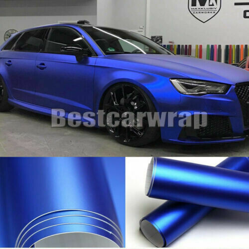 50FT x 5FT Entire Car Wrap Blue Metallic Matte Chrome Vinyl Film Sticker Decal