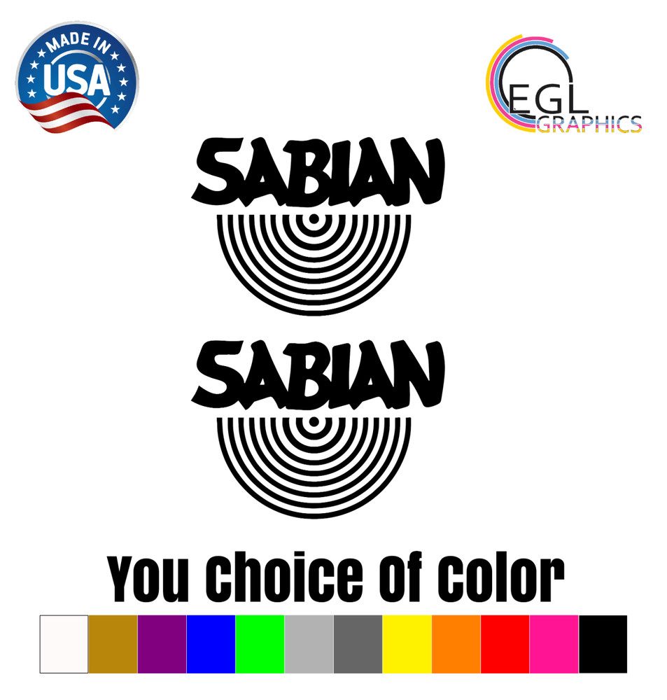 Sabian Cymbals Logo 4″ Wide Vinyl Decal Sticker – BOGO (PAIR) 2 Decals