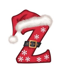 Letter Z Sticker (2 Inch) Letter Z Christmas Holiday Santa Hat Belt Snow Flake