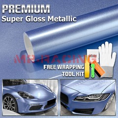 Premium Super Gloss Metallic Frosted Blue Vinyl Car Wrap Sticker Decal Sheet DIY