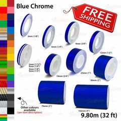 BLUE CHROME Roll PIN STRIPE Body PinStriping Trim Line TAPE Decal Vinyl Stickers