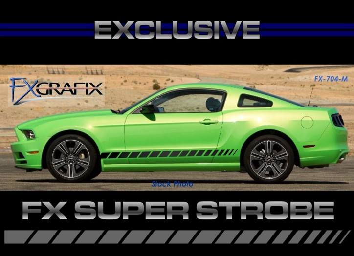 2013 – 2014 Ford Mustang Super Strobe Side Rocker Stripe Top Quality Stripes