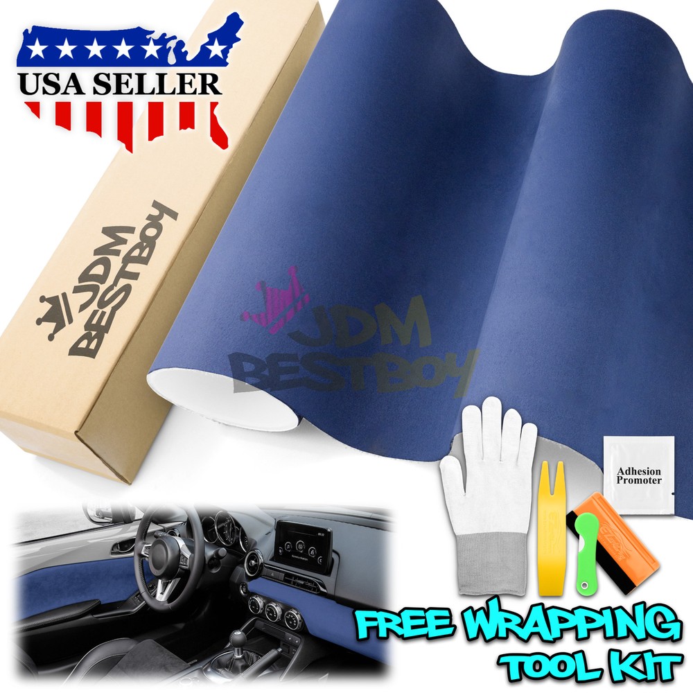 Velvet Stretchable Royal Blue Suede Textured Car Vinyl Wrap Sticker Decal Sheet