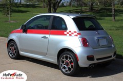 Checkered Side Body Line Rally Stripes Graphic Decal for 2011-2016 Fiat 500