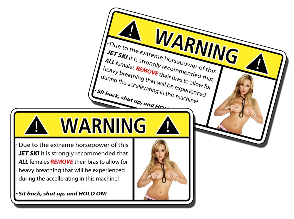 Jet Ski SEXY Horsepower Warning Sticker No Bra Naked Decal personal watercraft