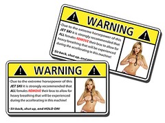 Jet Ski SEXY Horsepower Warning Sticker No Bra Naked Decal personal watercraft