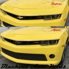 2014 2015 Chevrolet Camaro Bow-Tie Emblem Blackout Decal Set Gloss Black Vinyl