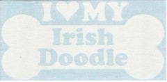I Heart Love My Irish Doodle – Mixed Dog Bone Car Vinyl Decal Sticker 13503
